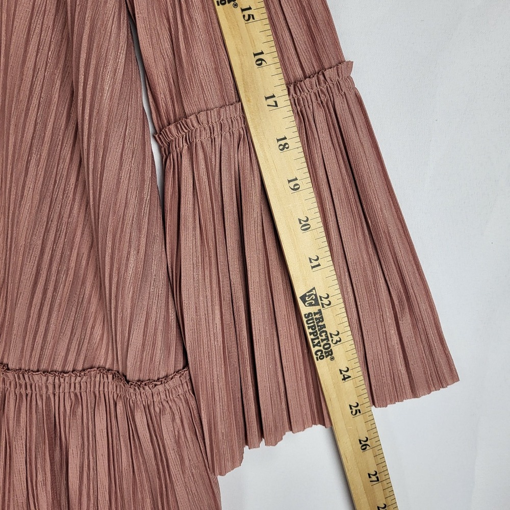 Free People Can't Help It Pleated Swing Dress Size XS Dusty Rose Tassels Flare - Picture 10 of 14